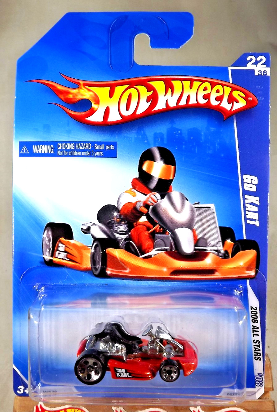2008 Hot Wheels #62 All Stars GO KART Orange Variation w/Chrome 5Dot Spoke Wheel