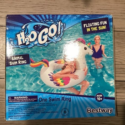 Bestway H2OGO! Unicorn Inflatable Swim Ring Pool Float Ages 10+ New