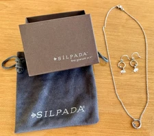 Silpada N2290 Orbiting Moon Necklace & W2369 Earrings VERY RARE CZ