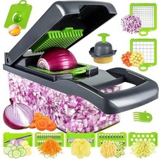 Multi-Function 12-in-1 Vegetable Chopper Cutter - Spiralizer default, Gray