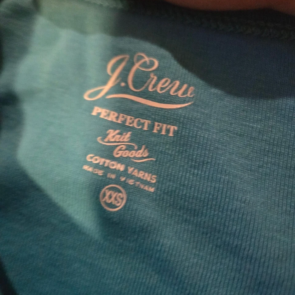 J.Crew Perfect Fit Tee Aqua Blue Short Sleeve Shirt XXS - Image 2 of 4
