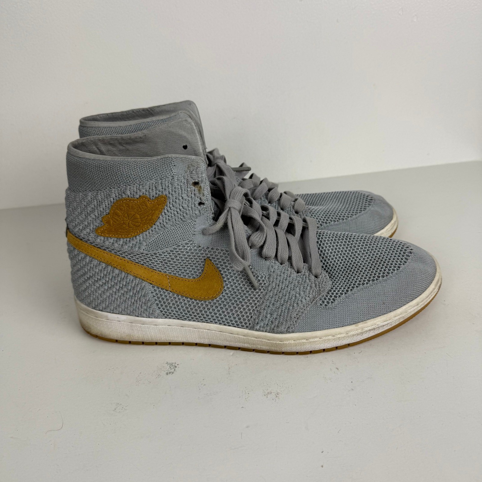 Nike Air Jordan 1 Retro OG Flyknit High Wolf Grey Sz 13 thumbnail 10