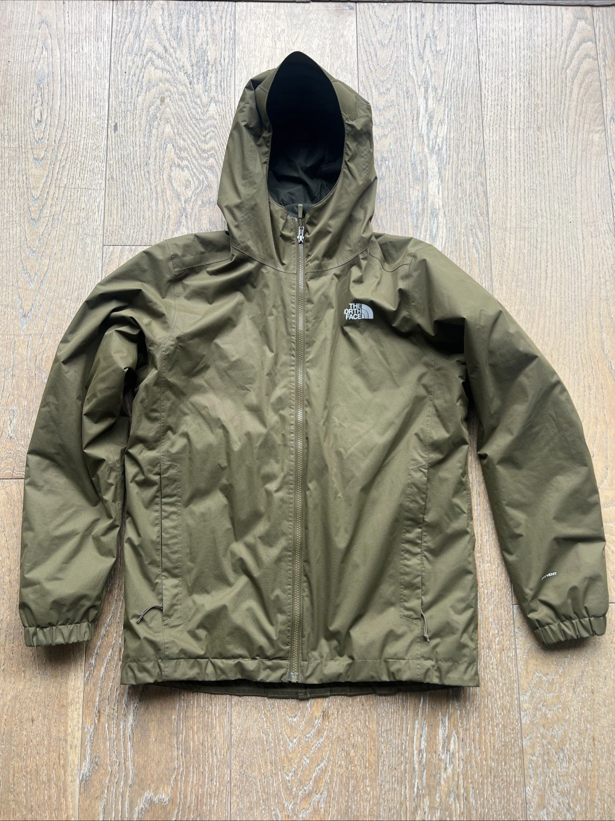 The North Face Dryvent Rain Coat Jacket Men M Olive Green Outdoor Waterproof TNF