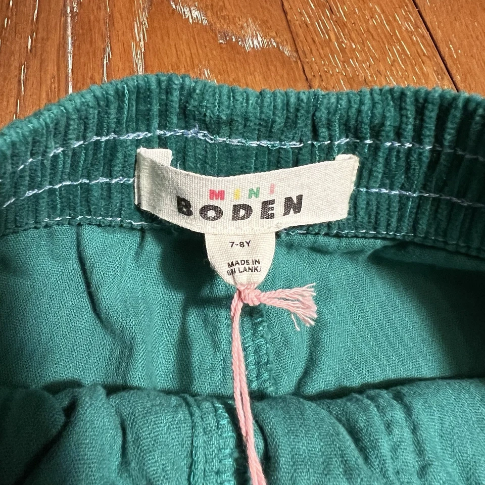 Pantalones Mini Boden Nuevos con Etiquetas Vacaciones Navidad Pana 7-8 Verde Bordado Foto 4 de 4