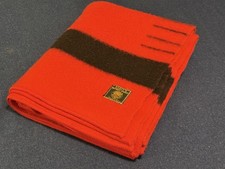 Vintage Earlys Witney 4 Point Wool Blanket Scarlet Red Black England 76" x 88"
