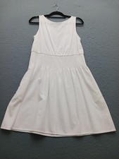 Universal Thread Women M Dress White Sleeveless Crew Neck Smocked Waist Cotton