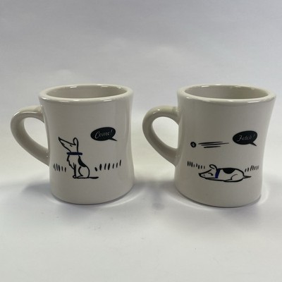 Bad Dog Original Brand Restaurant Ware ''Come  & ''Fetch'' 10 oz. Coffee Mug Set 2