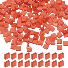 2 Hole Glass Seed Beads, 200 Pcs 5mm Mini Flat Rectangle Glass Seed Bead, Red