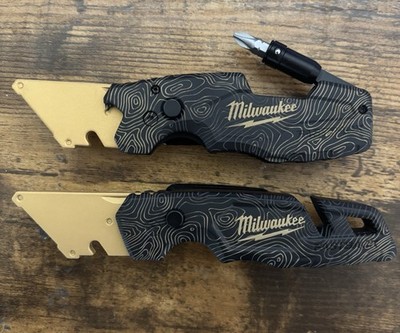 Milwaukee Fastback Folding Knife Utility Custom Gold Black topo 48-22-1502