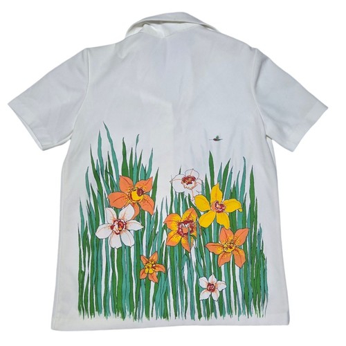 Vintage Blumen Polyester Hemd Kolibri Hawaii Lebendig Grandmacore - Bild 11 von 16