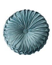 【Must GO】13.7'' Round Throw Pillow Round Velvet Pillow Pleated Filled Pillow