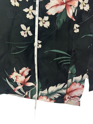 Vtg Tommy Bahama Black & Pink Tropical Floral 100% Silk Tie Robe Pockets Small - Picture 9 of 9