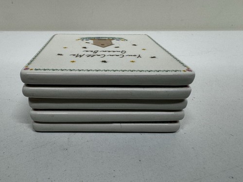 The Beekeepers Coasters Set Of Five Ceramic Tiles 10x10cm Excellent Condition - Picture 12 of 13