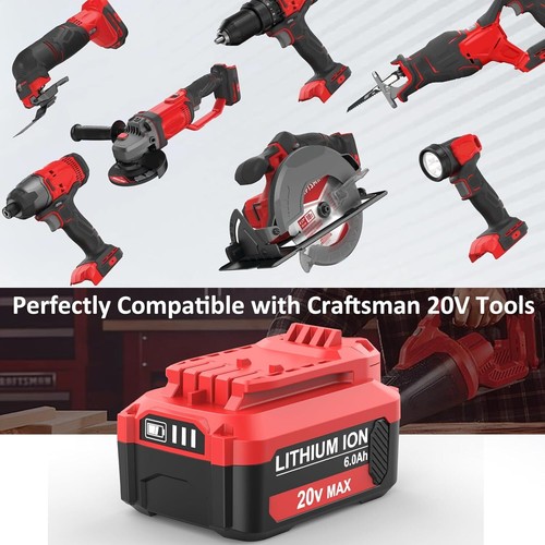20V 6.0Ah 20 Volt Max For Craftsman V20 Li-Ion Battery /Charger CMCB206 CMCB204 - Picture 5 of 24