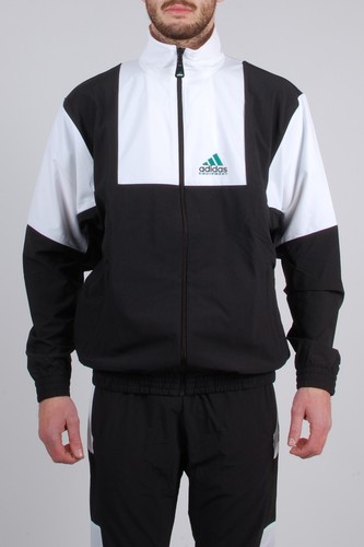 Adidas Equipment 1T01 Track Jacket Felpa Tecnica Bianca Nera Con Logo Ricamato Adidas Equipment 1T01 Track Jacket Felpa Tecnica Bianca Nera Con Logo Ricamato