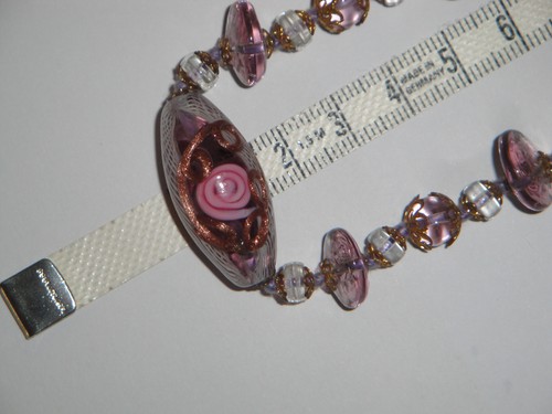 Collana antica vintage con grandi ovali in vetro rosa di MURANO originale 100% - Foto 11 di 11