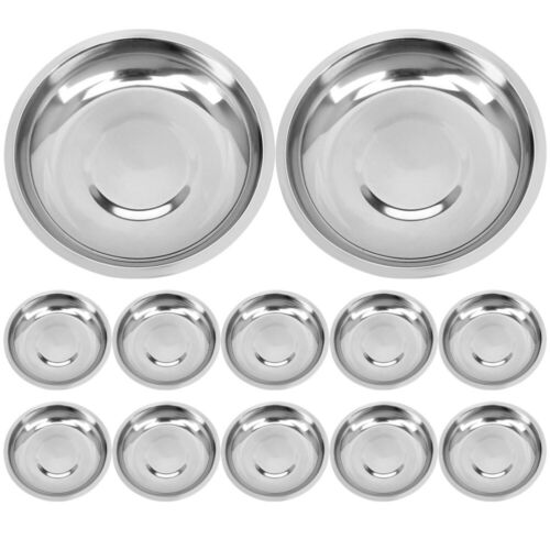 12 Pcs Stainless Steel Plate Metal Cooking Bowls Condiment Dish Child