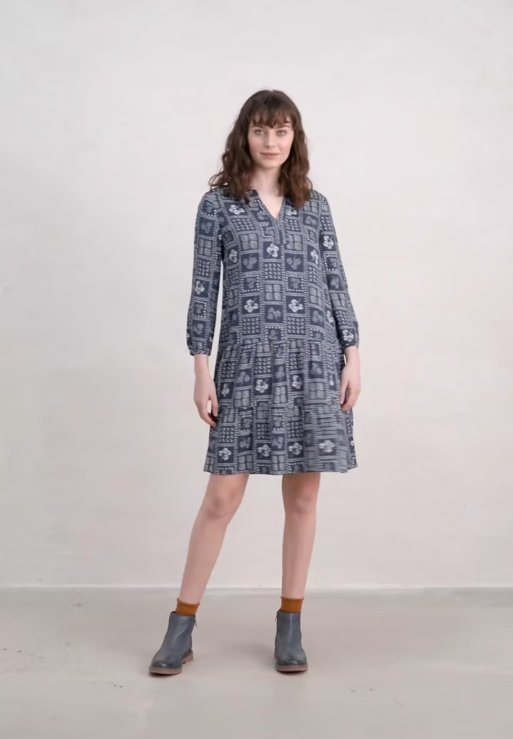 Seasalt Women's Dress navy Proctor Tiered Dress Regular Stitched