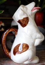 Antique BEGGING DOG Esdeve Sarreguemines France MAJOLICA Pitcher Toby Jug