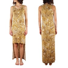 Versace Jeans Women's Gold Baroque Midi Long Dress size IT38 US2
