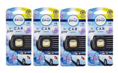 Febreze Car Vent Clips Air Freshener & Odor Eliminator, Lenor April Fresh, 4 PK