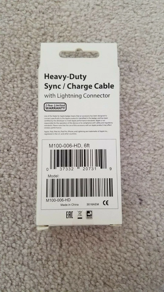 Heavy Duty Lightning to USB Sync / Charging Cable Apple iPhone iPad 6ft 6' - Image 3 of 4