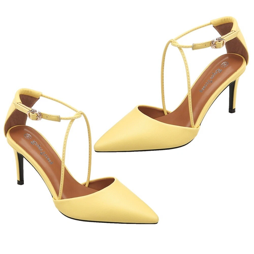 Yellow High Heel Shoes with Buckle Strap - Size 37 | eBay