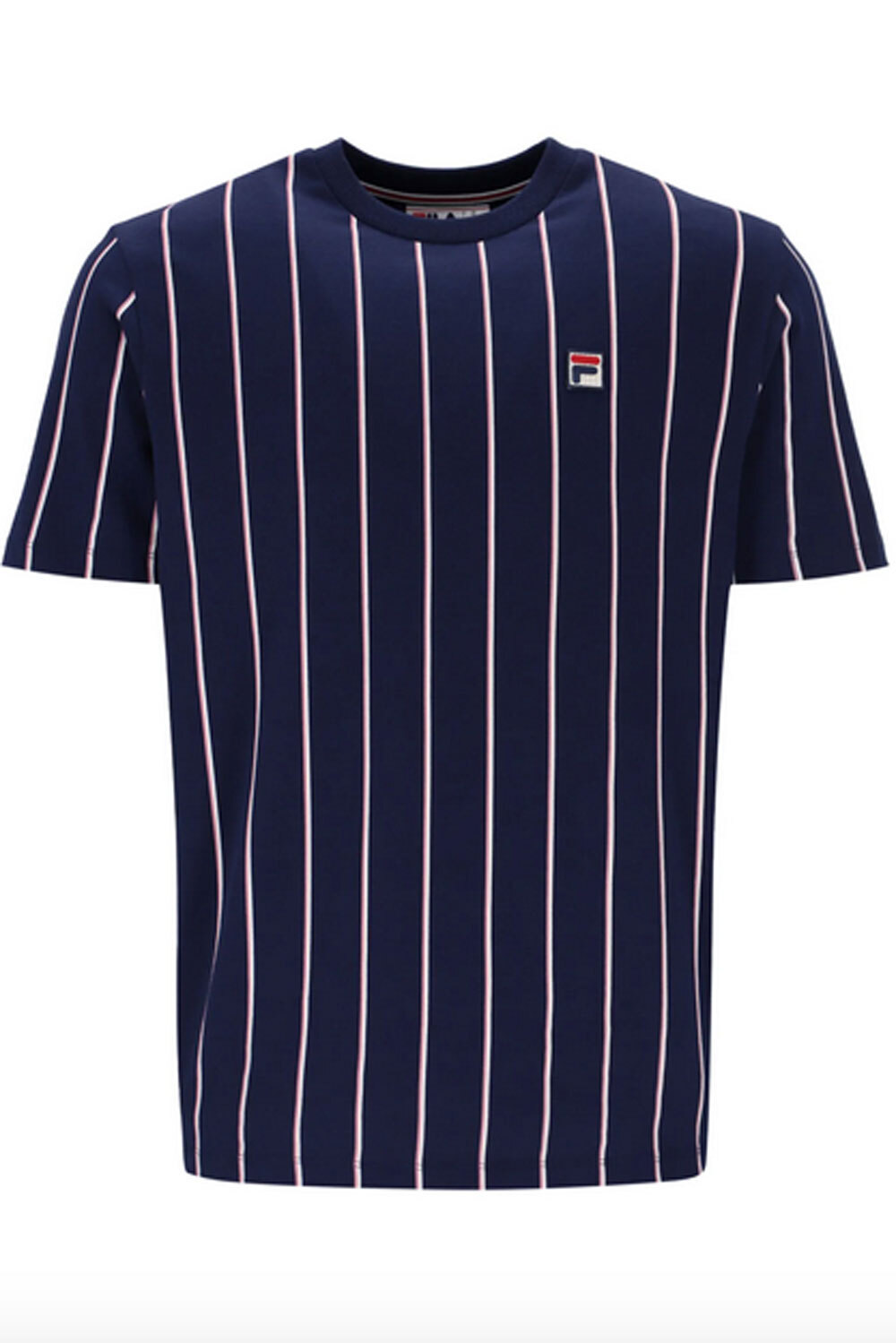 Fila Vintage Men's Lee Pin Striped T Shirt Navy Wisteria Blue F Logo