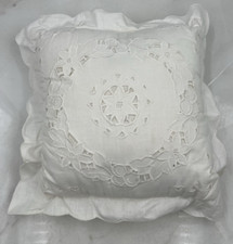 Vintage Pillow Soft White 12in Battenburg Lac...