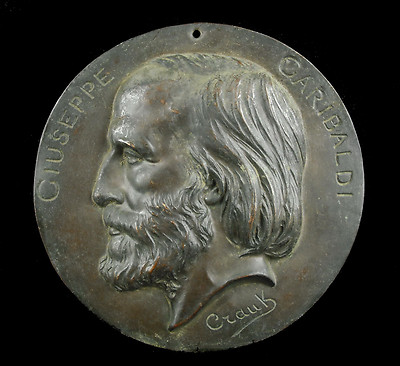 Medalie XIX Crauk Gustave (1827-1905) Der General Giuseppe Garibaldi Medal 18cm