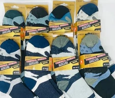 Men's Print Thermal Cozy Fuzzy INDISE ALL Sherpa Non-Skid Slipper Socks 10-13