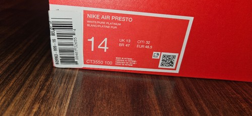 Nike Air Presto weiß Herren Schuhe CT3550-100 Sneaker Sport Laufen Gym Neu 48,5 - Bild 3 von 7