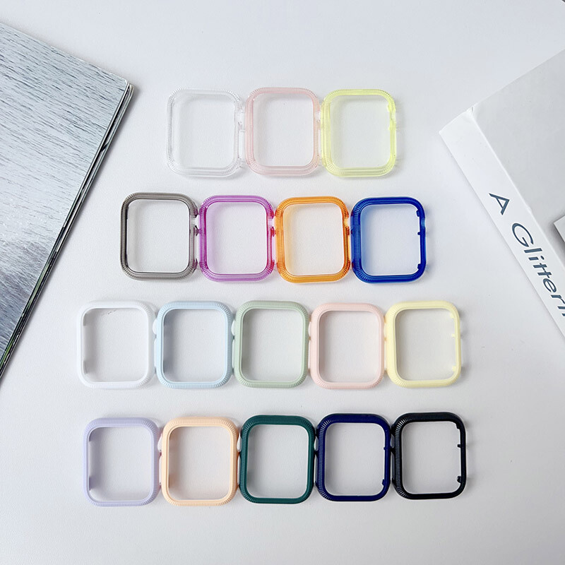 For Apple Watch Series 9/8/7/6/5/4/3 Candy Color PC Bumper Case 38