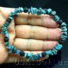 Blue Turquoise Bracelet Rough Nugget Lava Beads Kingman Healing Gemstone 7.25"