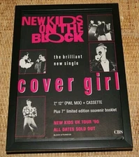 NEW KIDS ON THE BLOCK Framed A4 1989 `cover girl` SINGLE original promo poster  