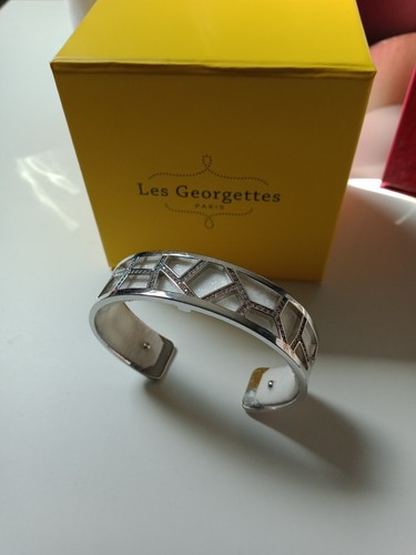 Manchette (Bracelet) Les Georgettes Modèle Arcade - Largeur 14mm - Argenté / Laiton - Avec Boîte - Occasion