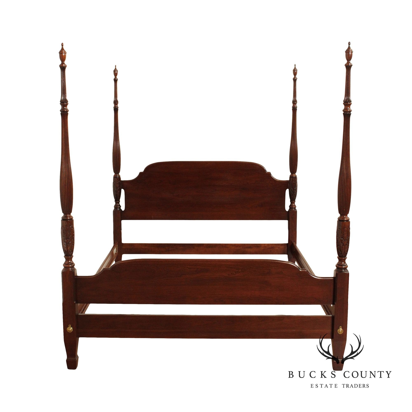 Ethan Allen Court Carved Queen Size Cherry Poster Bed eBay