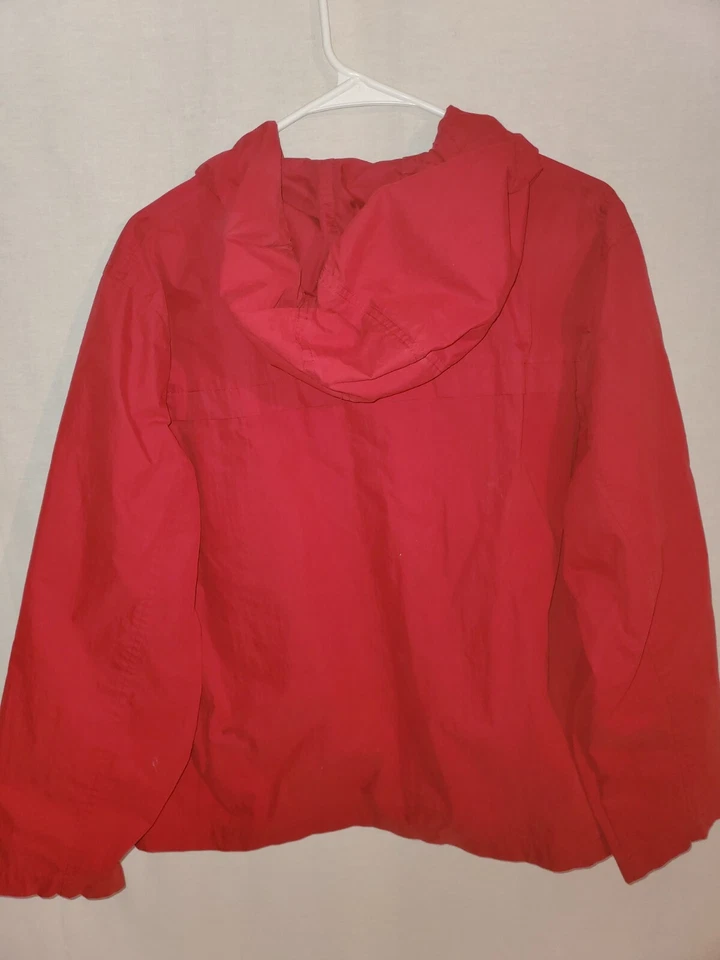 Chaqueta cortavientos LL Bean para mujer grande regular con capucha chaqueta ligera roja Foto 2 de 3