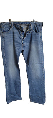 Vintage Levi s 501 Mens W42L36 Blue Jeans Straight Leg Button Fly Denim