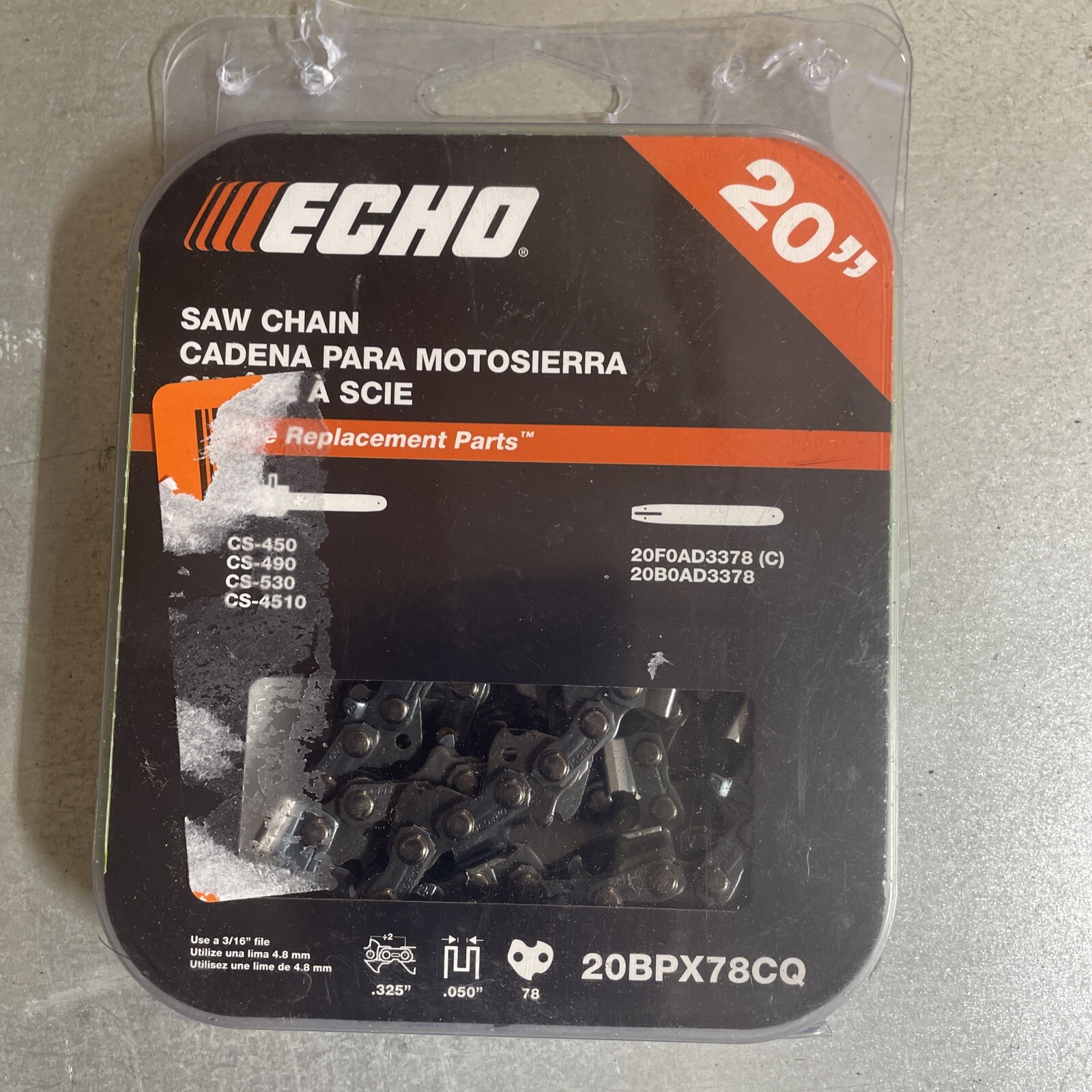 ECHO 20 Inch Saw Chain 20BPX78CQ for Chainsaw 743184001042 eBay