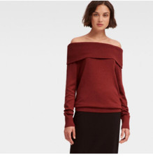 NWT 89 DKNY XS OFF SHOULDER SWEATER BRICK COLOR