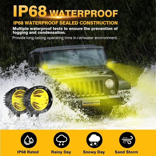 Durable IP68 Waterproof 72W Amber LED Fog Lights – Ideal for Off-Road Adventures - Picture 6 of 8