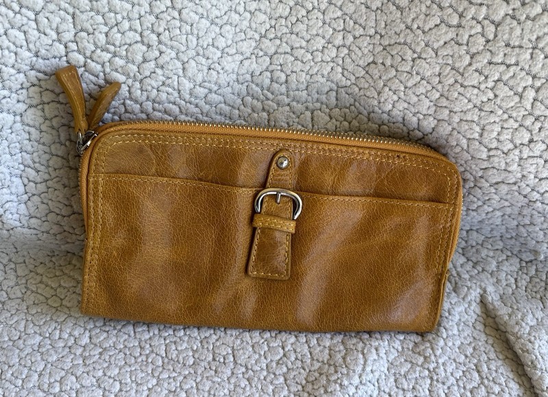 Tano Leather Wallet Clutch Womens Mustard  Chicklit Zip Around Leather Wallet