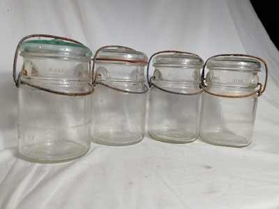 Vintage Anchor Hocking Jars With Rusted Metal Bails 5802 5in. Lot Of 4