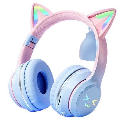 Bluetooth Cat Ear Headphones RGB Light Wireless Headset with Mic