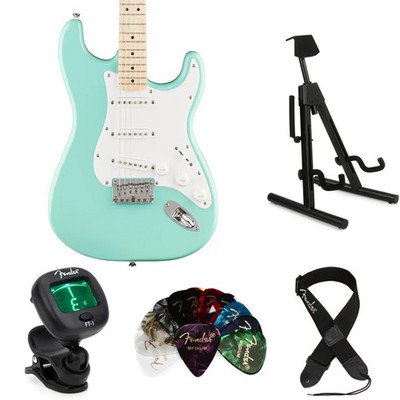 Squier Sonic Stratocaster HT Electric Guitar Essentials Bundle - Sea Foam Green