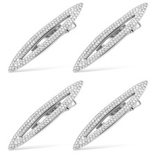 Rhinestone Hair Clip, 4 Pcs 2.4 Inch Bling 1 Count Pack of 4 , Silver