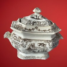 Thomas,John & Joseph Mayer Staffordshire Brown Transferware Tureen NONPAREIL Atq