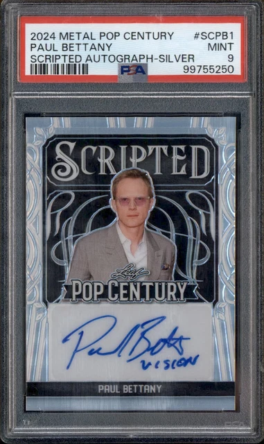2024 Leaf Metal Century Scripted Prismatic Silver Paul Bettany Auto /15 PSA 9