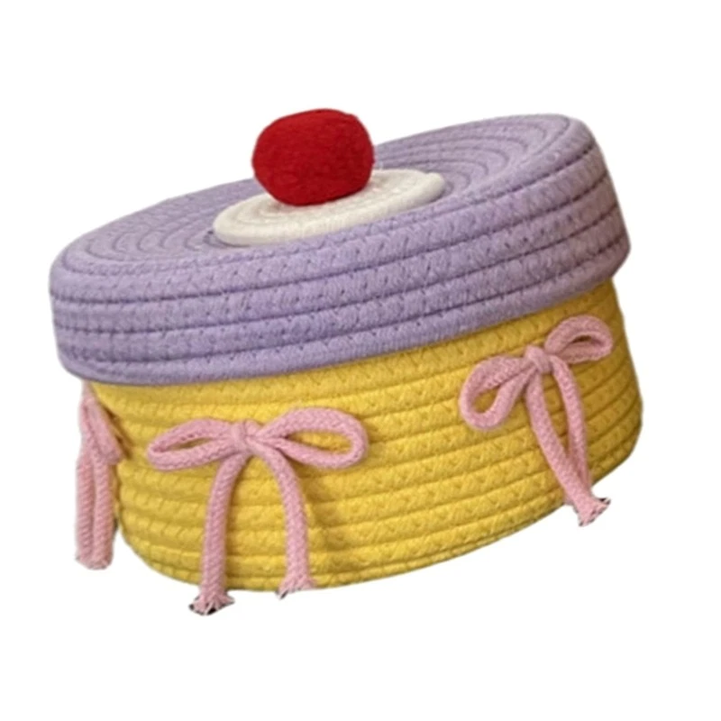 Woven Storage Container for Desk Accessories Handcrafted Cotton Rope Basket